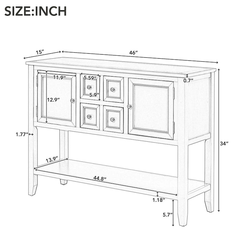 Buffet Sideboard Console Table with Bottom Shelf