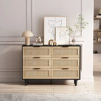 6-drawers Rattan Storage Cabinet - 43.31L x 15.75W x 29.53H