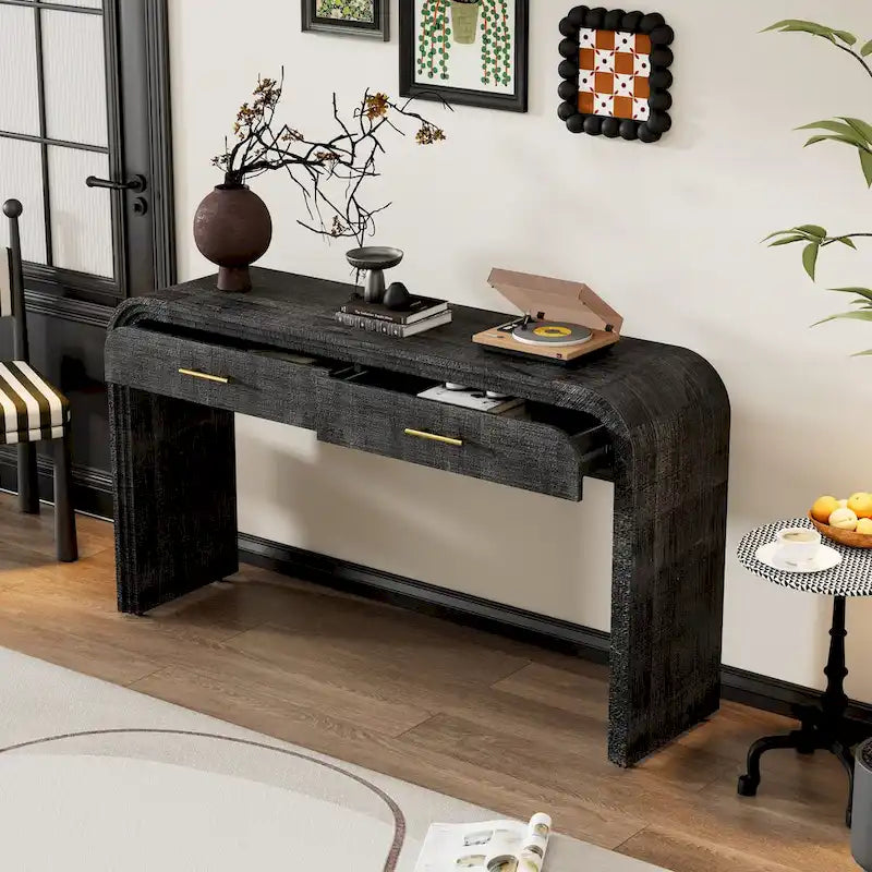 Nestfair Unique Retro Silhouette Console Table with Two Drawers