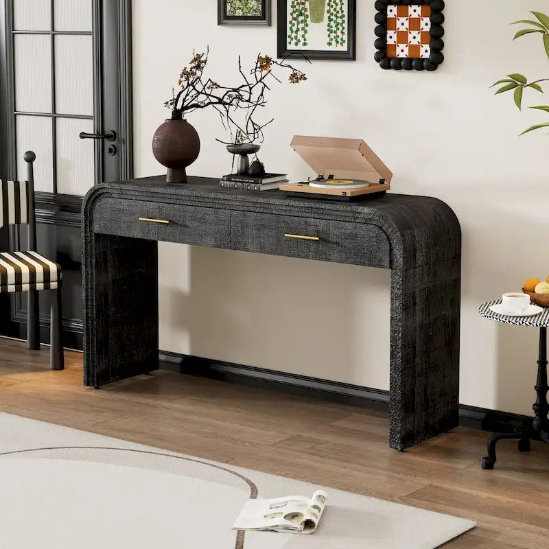 Nestfair Unique Retro Silhouette Console Table with Two Drawers