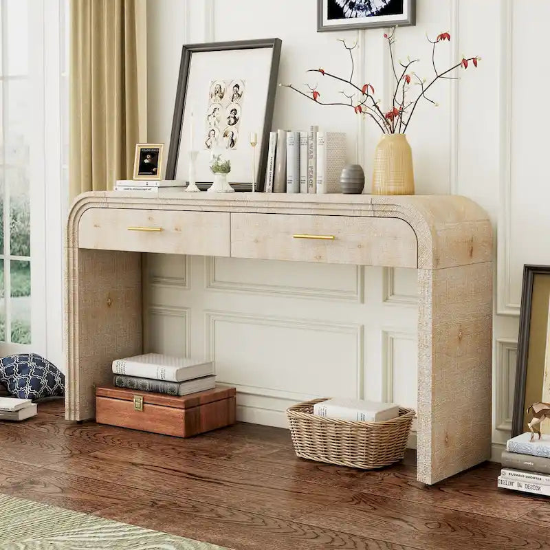 Nestfair Unique Retro Silhouette Console Table with Two Drawers
