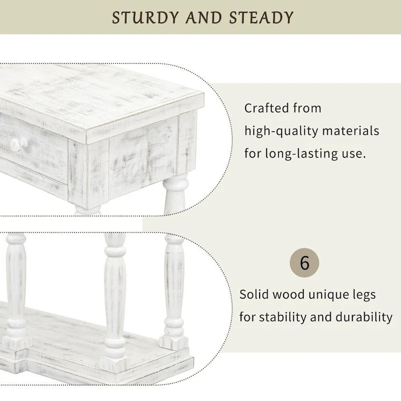 Antique Black Console Table - 63" with 4 Drawers & Shelf