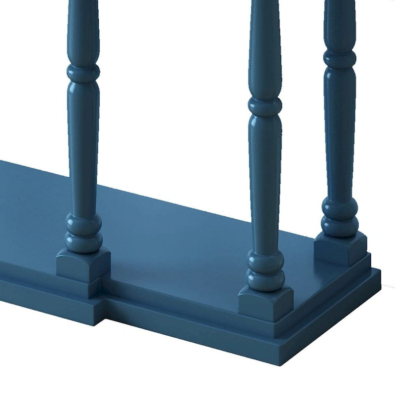 Antique Black Console Table - 63" with 4 Drawers & Shelf