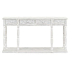 Antique Black Console Table - 63" with 4 Drawers & Shelf