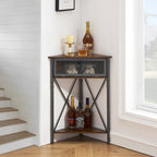 Javlergo Corner Table with Drawer and Storage Shelf, Triangle Freestanding Floor Cabinet for Kitchen, Living Room and Bedroom