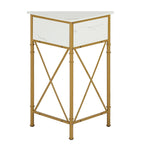 Javlergo Corner Table with Drawer and Storage Shelf, Triangle Freestanding Floor Cabinet for Kitchen, Living Room and Bedroom