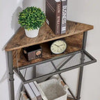 Javlergo Corner Table with Drawer and Storage Shelf, Triangle Freestanding Floor Cabinet for Kitchen, Living Room and Bedroom