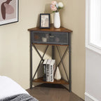 Javlergo Corner Table with Drawer and Storage Shelf, Triangle Freestanding Floor Cabinet for Kitchen, Living Room and Bedroom