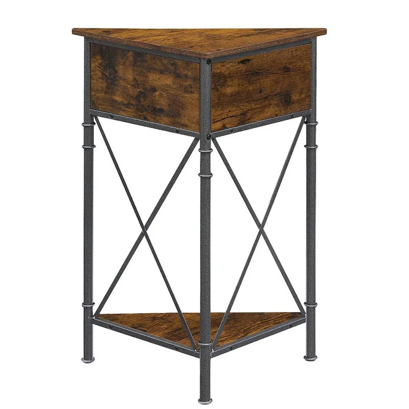 Javlergo Corner Table with Drawer and Storage Shelf, Triangle Freestanding Floor Cabinet for Kitchen, Living Room and Bedroom