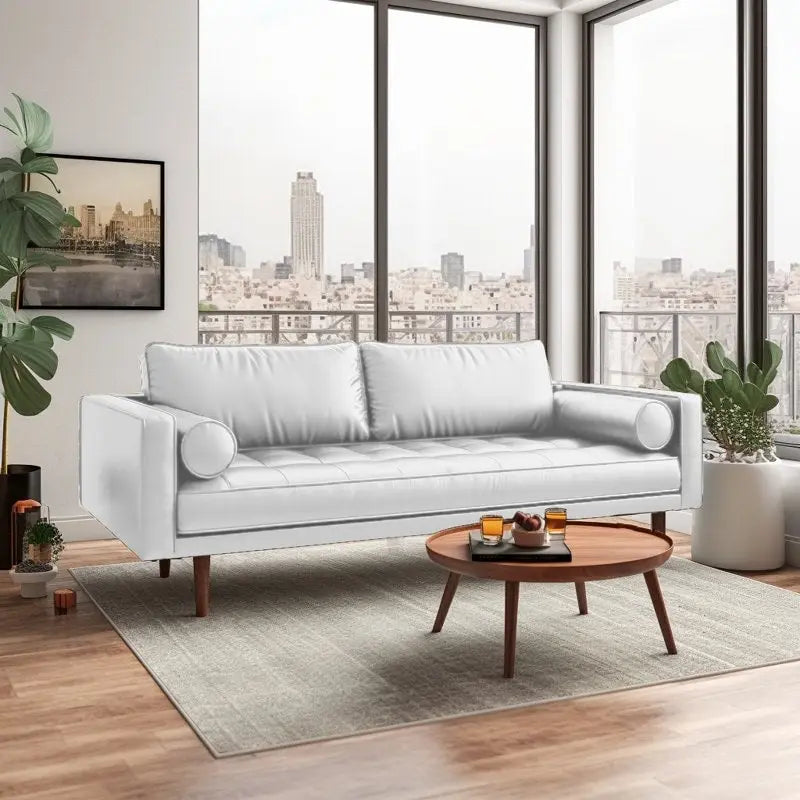 Monica 70 Faux Leather Square Arm Sofa