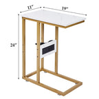 Javlergo C Shaped Side Table, Small End Table with USB Ports and Outlets for Small Spaces