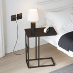 Javlergo C Shaped Side Table, Small End Table with USB Ports and Outlets for Small Spaces