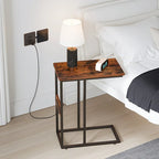 Javlergo C Shaped Side Table, Small End Table with USB Ports and Outlets for Small Spaces