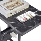Javlergo C Shaped Side Table, Small End Table with USB Ports and Outlets for Small Spaces