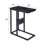 Javlergo C Shaped Side Table, Small End Table with USB Ports and Outlets for Small Spaces
