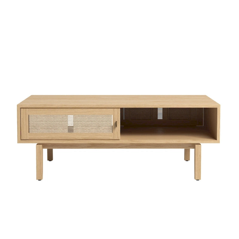 Studio London Lucas Storage Oak Wood Coffee Table for Living Room