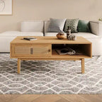 Studio London Lucas Storage Oak Wood Coffee Table for Living Room