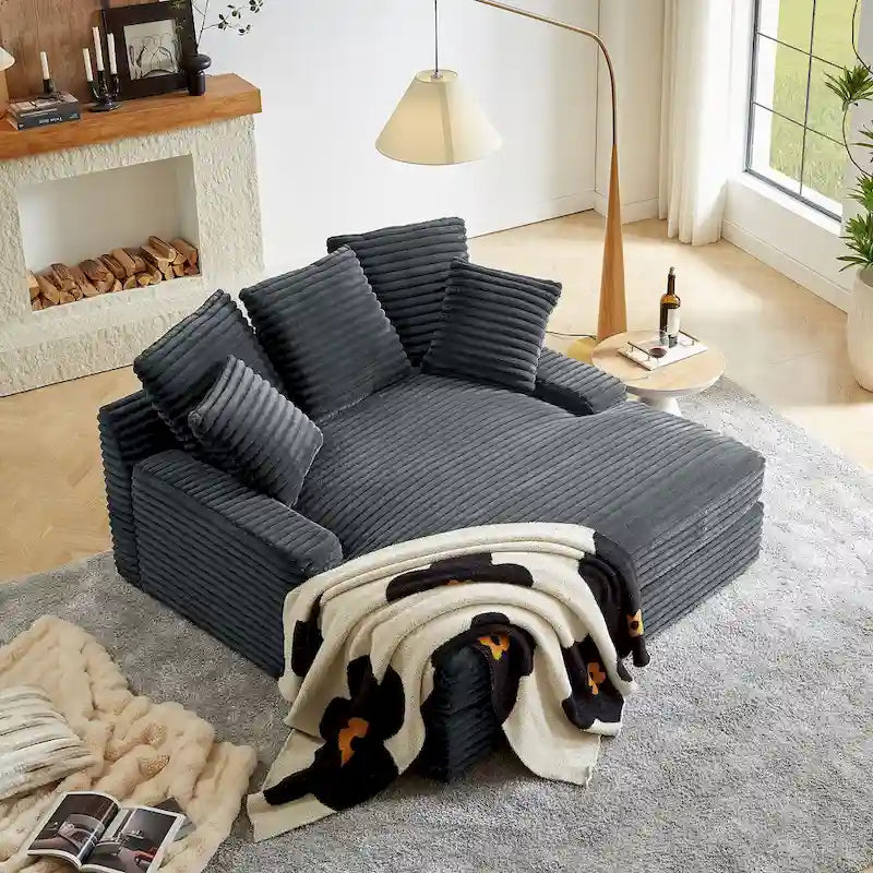 Modern Double Sleeper Sofa BedComfortable Cloud Couch Daybed Soft Fluffy Corduroy Upholstery