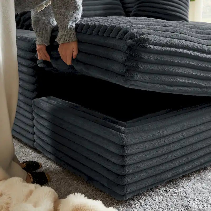 Modern Double Sleeper Sofa BedComfortable Cloud Couch Daybed Soft Fluffy Corduroy Upholstery