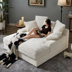 Modern Double Sleeper Sofa BedComfortable Cloud Couch Daybed Soft Fluffy Corduroy Upholstery
