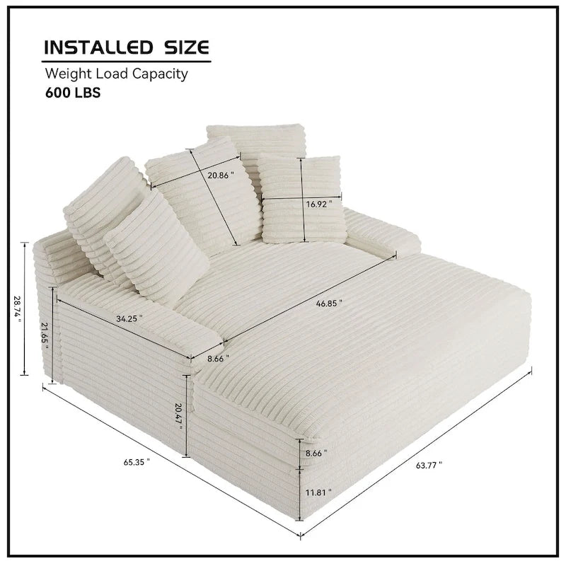 Modern Double Sleeper Sofa BedComfortable Cloud Couch Daybed Soft Fluffy Corduroy Upholstery