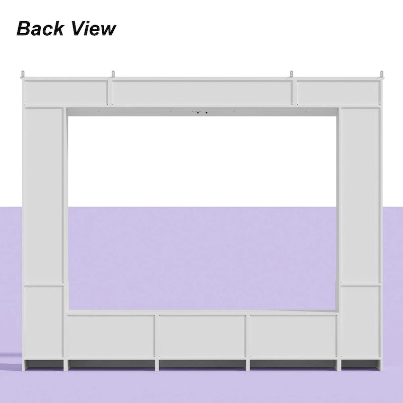 Modern White Entertainment Center Tempered Glass Doors Hydraulic Top