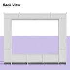 Modern White Entertainment Center Tempered Glass Doors Hydraulic Top