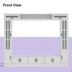 Modern White Entertainment Center Tempered Glass Doors Hydraulic Top