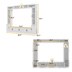 Modern White Entertainment Center Tempered Glass Doors Hydraulic Top