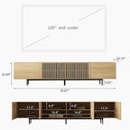 Stylish mid-century modern TV stand for up to 80 TVs. Ample storage for media devices, cable management. easy assembly.
