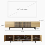 Stylish mid-century modern TV stand for up to 80 TVs. Ample storage for media devices, cable management. easy assembly.