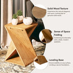 COZAYH Farmhouse End Table Square Solid Wood Side Table Rustic Plant Stand With Twisted Design, Natural Wood, Black