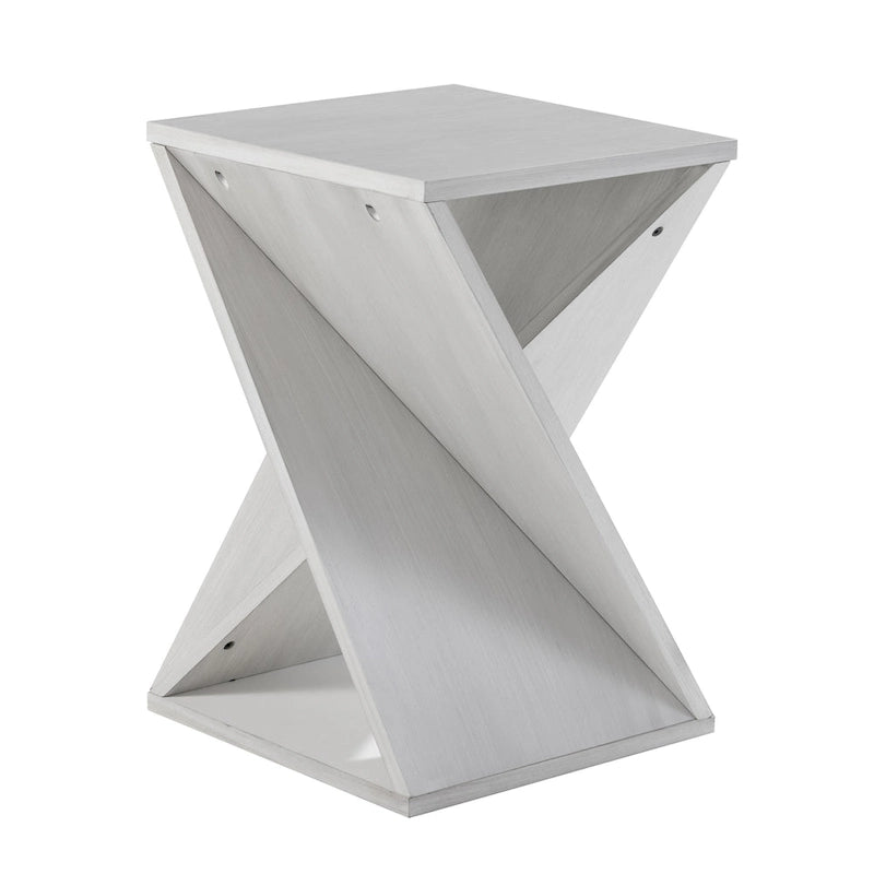COZAYH Farmhouse End Table Square Solid Wood Side Table Rustic Plant Stand With Twisted Design, Natural Wood, Black