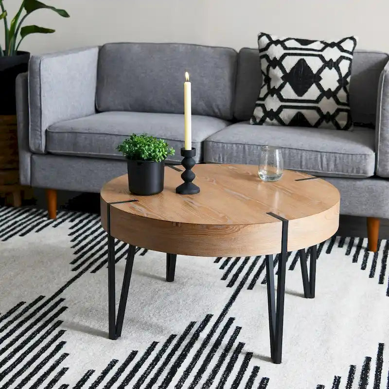 Round Reclaimed Wood Coffee Table - 31.5x31.5x18