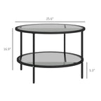 HOMCOM Side Table with Storage, 26 Round End Table, 2-Tier Tempered Glass Coffee Table with Steel Frame for Living Room