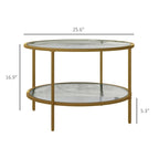 HOMCOM Side Table with Storage, 26 Round End Table, 2-Tier Tempered Glass Coffee Table with Steel Frame for Living Room