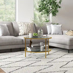 HOMCOM Side Table with Storage, 26 Round End Table, 2-Tier Tempered Glass Coffee Table with Steel Frame for Living Room