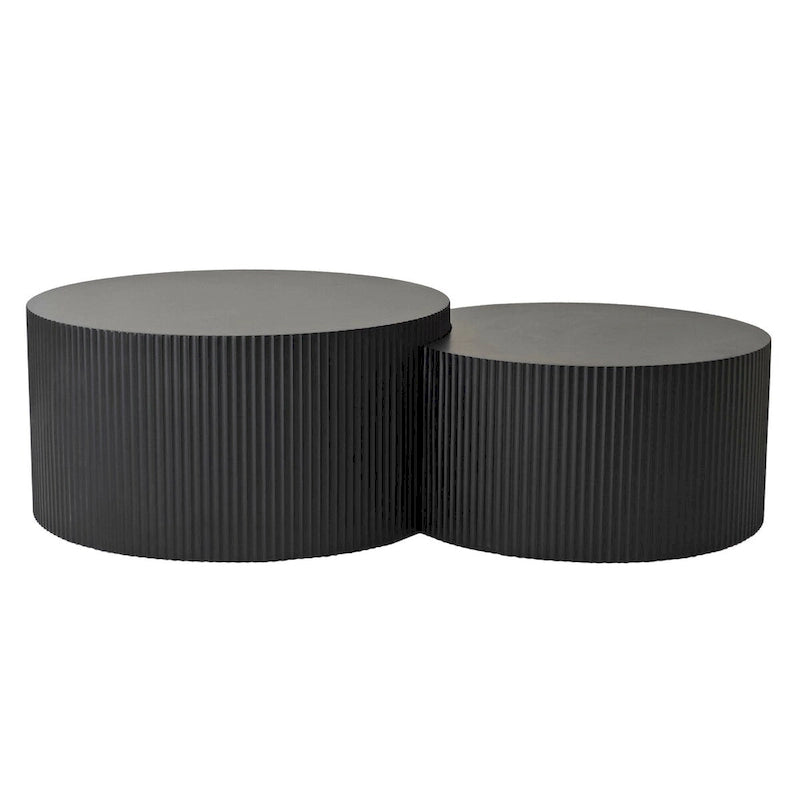 Vertical Stripe Design Nesting Coffee Table Set for Living Room, Bedroom