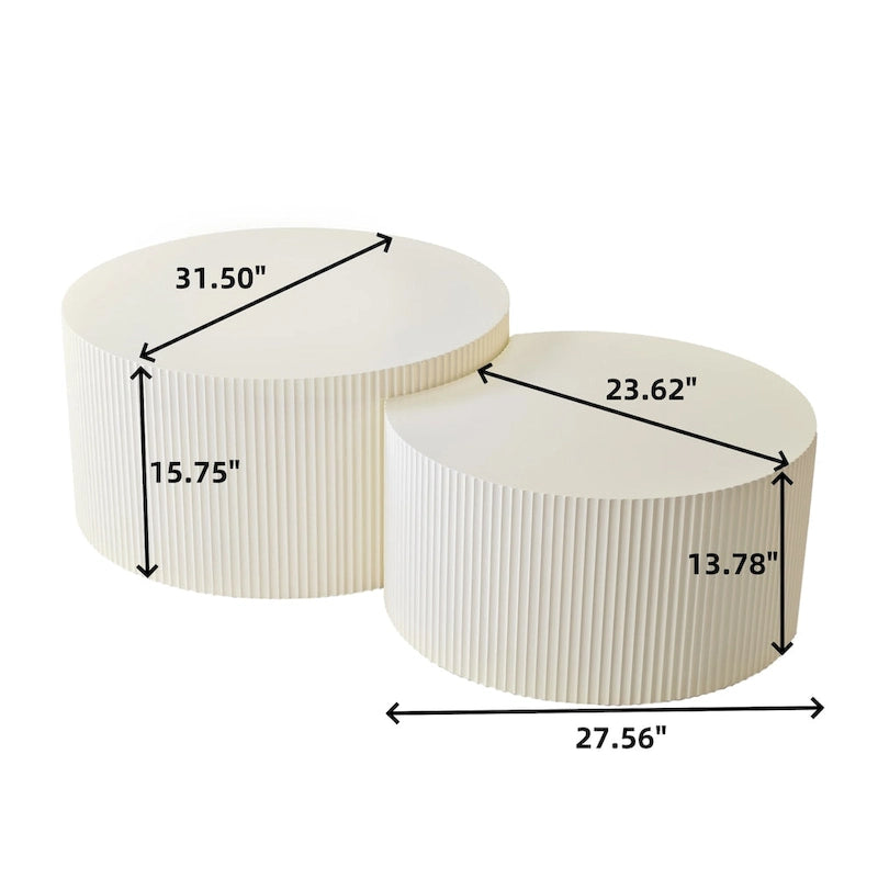 Vertical Stripe Design Nesting Coffee Table Set for Living Room, Bedroom