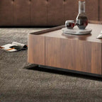 Mid-Century Modern Suqare Wood Finish Coffee Table with Drawers