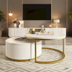 Modern Round Nesting Coffee Table with Drawer (Set of 2) by Harper&Bright Designs
