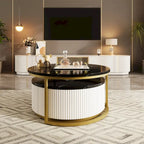 Modern Round Nesting Coffee Table with Drawer (Set of 2) by Harper&Bright Designs