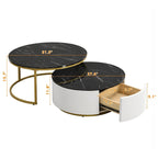 Modern Round Nesting Coffee Table with Drawer (Set of 2) by Harper&Bright Designs