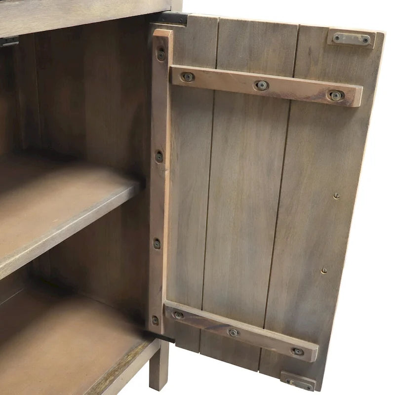 32W 2-door Ash Grey Mango Wood Accent Cabinet