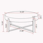 31.29 Splicing Round Coffee Table,Fir Wood Table Top with Gold Cross Legs Base
