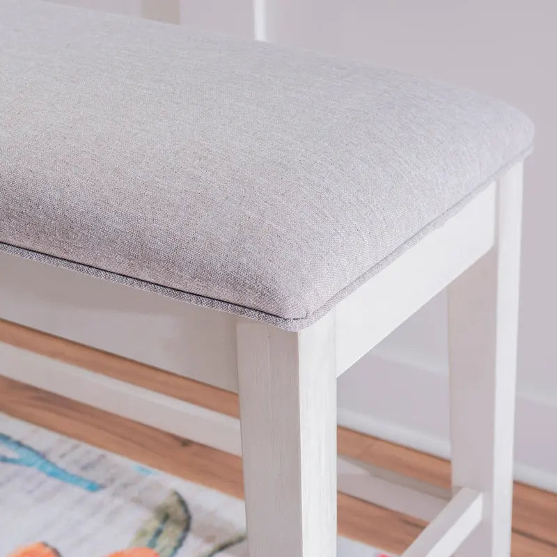 Mckee White Upholstered Storage Counter Dining Bench