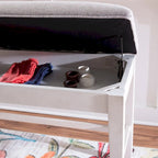 Mckee White Upholstered Storage Counter Dining Bench
