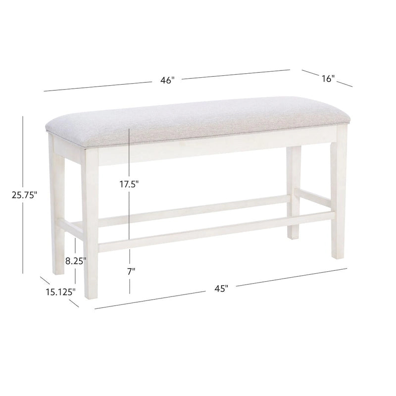 Mckee White Upholstered Storage Counter Dining Bench