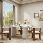 Beige Wood Dining Table - 6 Seater 70.86"