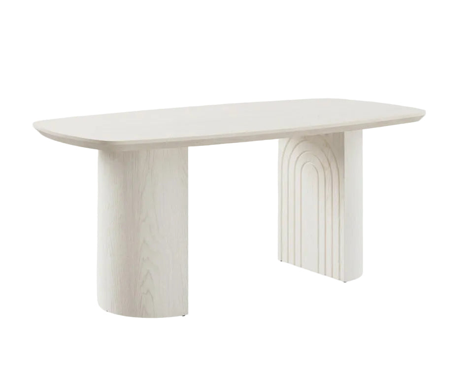 Beige Wood Dining Table - 6 Seater 70.86"